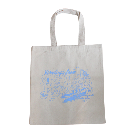 “greetings from” tote bag